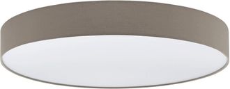 Loops Flush Ceiling Light Colour White Shade Taupe White Fabric Plastic Bulb LED 60W