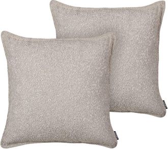 Beliani Beliani - Conjunto De 2 Cojines Decorativos Afelpados Almohadas De Tela Patr&oacute;n Liso Beige Senecia