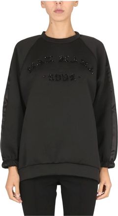 Max Mara Hoodies & sweatvesten, Dames, Zwart, S, Halsketting Logo Met Strass