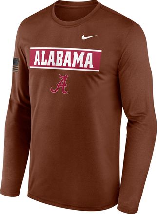 Nike Alabama 2026 Military Appreciation Legend Nike Mens Dri-FIT College Long-Sleeve T-Shirt in Brown | 02TJ2GYABN-VZG