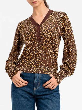 Twinset Animalier Print V-Neck Cardigan in Viscose Blend