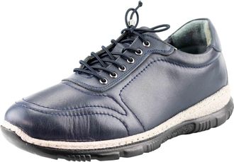 Generic Ladies Leather Comfort Walking Shoes, Lace-Up Casual Trainers with Cushioned Sole (Navy, UK Footwear Size System, Adult, Women, Numeric, Medium, 6)