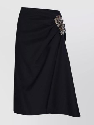 Dries Van Noten wool draped embellished midi skirt