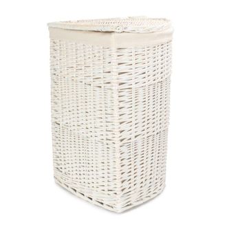 Red Hamper Cotton Lined Corner White Wash Laundry Basket
