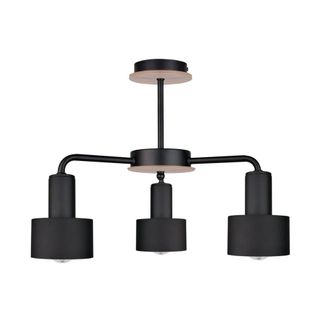 Netlighting Luce Multi Arm Semi Flush Ceiling Light Black Wood 44cm 3x E27