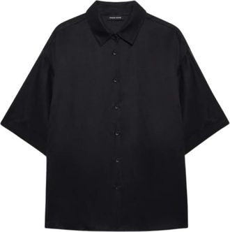 Anine Bing Coco Shirt - Dames - Blouses - Zwart - XS - Satijn - Overhemden