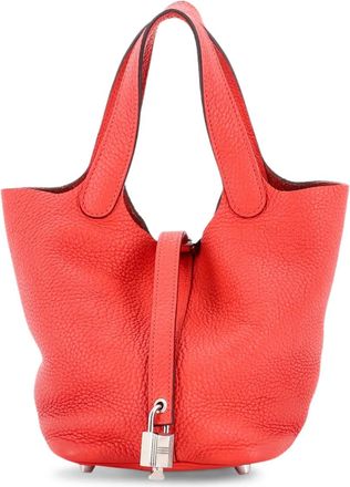 Herm&egrave;s Borsa a secchiello Picotin Lock PM in pelle Clemence - Rosso