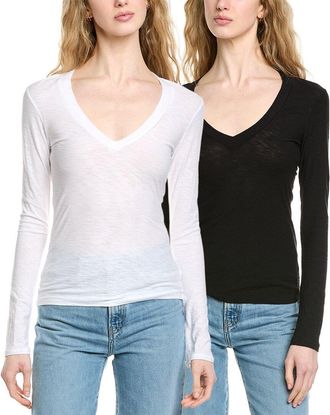 James Perse 2Pk Relaxed V-Neck T-Shirt