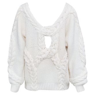 Oscar De La Renta Oscar De La Renta White Cable Sweater
