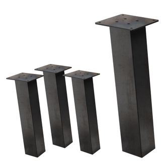 ML Design Set 4x patas de mesa 42 cm inclinadas de acero 8x8 cm industrial