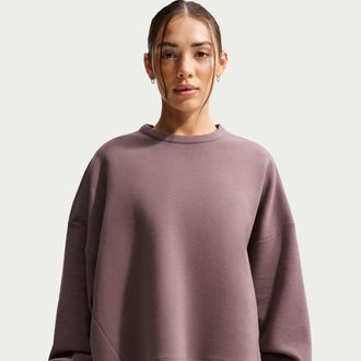 Nike Womens 24.7 ImpossiblySoft Dri-FIT Oversized Crew-Neck Top in Purple | HQ8193-502