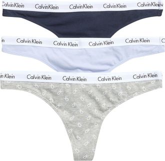Calvin Klein Logo Assorted Thongs - Pack of 3 in Blue/grey/dark Blue at Nordstrom Rack, Size Medium