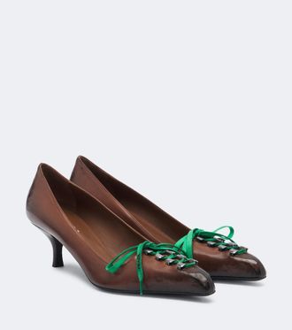 Prada Leather lace-up pumps