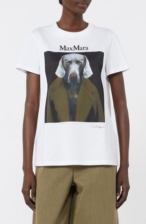 Max Mara Cotton Graphic T-Shirt in White at Nordstrom, Size Small