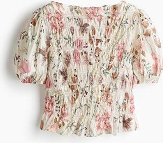 H&M Gesmokte Bluse - Beige