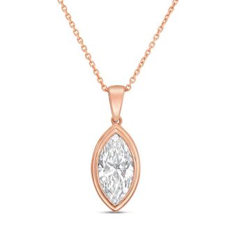 Diana M. Jewels 14kt rose gold 1.00 ct lab grown marquise bezel with bail pendant
