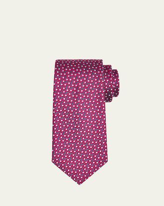 Charvet Mens Swirl Polka Dot Silk Tie