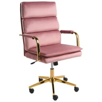 Beliani Silla De Oficina De Terciopelo Estilo Glamuroso Giratoria De Altura Regulable Base Dorada Tapizado Rosa Vamure
