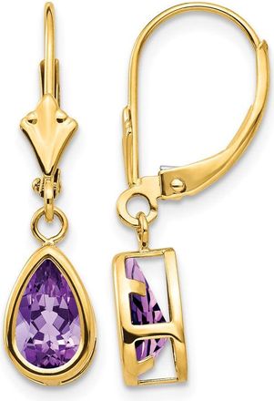 Diamond2Deal 14k Yellow Gold 8x5mm Amethyst Dangle Earrings