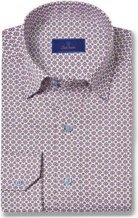 David Donahue Geometric Print Sport Shirt in White/Merlot at Nordstrom Rack, Size Xx-Large