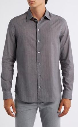 Emporio Armani Diagonal Print Button-Up Shirt in Solid Dark Blue at Nordstrom Rack, Size Xx-Large