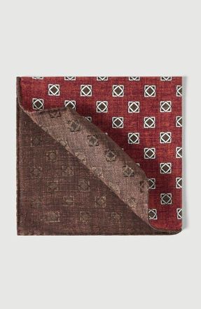 Brunello Cucinelli Silk geometric pattern pocket square in Burned at Nordstrom