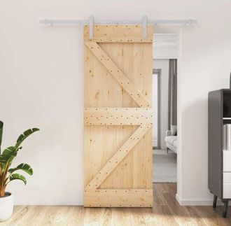 vidaXL Vidaxl - Puerta Corredera Con Herrajes Madera Maciza De Pino 80x210 Cm