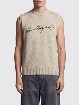 Maison Margiela Gilet girocollo in misto lana con logo a contrasto