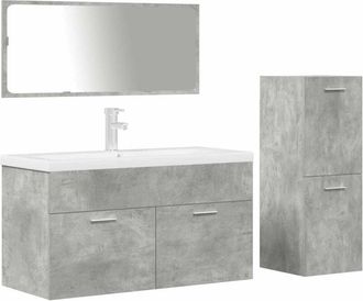 vidaXL Juego Muebles De Ba&ntilde;o 4 Pzas Madera Contrachapada Gris Hormig&oacute;n Vidaxl