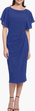 Maggy London Faux-Wrap Dolman Sleeve Sheath Dress In Blue