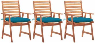 vidaXL Sillas De Comedor Para Jard&iacute;n 3 Piezas Con Almohadillas Masivas