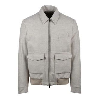 LUIGI BORRELLI NAPOLI Aviator Jacket - Heren - Bomber jackets - Beige - M - Wol - Jassen