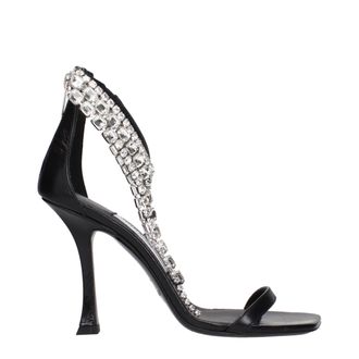 Jimmy Choo London Black Leather Stiletto Heel Womens Sandals