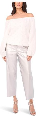 Vince Camuto The Shoulder Long Sleeve Blouse Womens Clothing New Ivory : LG, Nylon/Polyester/Spandex