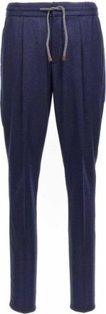 Brunello Cucinelli Navy Wool Relaxed Trousers, Brand Size 56 (US Size 40)