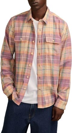 Lucky Brand Plaid Slub Utility Shirt in Red Multi at Nordstrom, Size X-Large