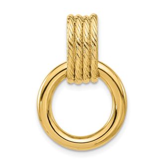 Diamond2Deal 14k Yellow Gold Polished Textured Circle Pendant