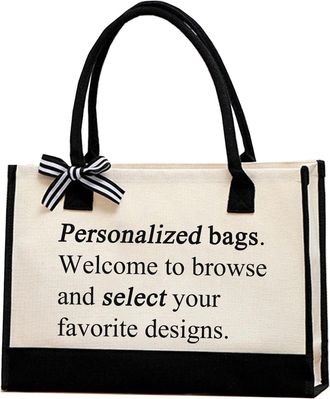 Generic Gift for Women, Canvas Tote Bag for Women, Personalized White Tote Bag, Reusable Handbag, Birthday Gift(off white)