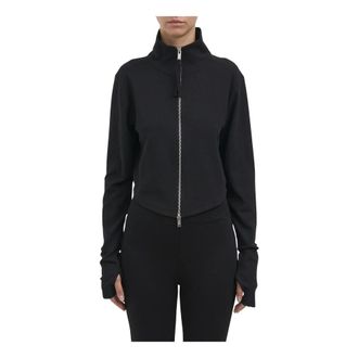 Thom Krom Zwarte katoenen hoodie met rits - Dames - Sweatshirts & Hoodies - Zwart - Maat: M Katoen