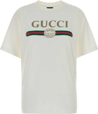 Gucci White Crew Neck Logo T-shirt