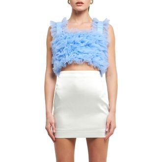 endless rose Ruffle Tulle Crop Tank in Powder Blue at Nordstrom Rack, Size X-Small
