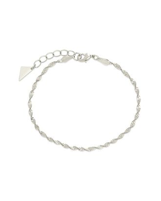 Sterling Forever Rhodium Plated Blakely Twisted Herringbone Chain Bracelet
