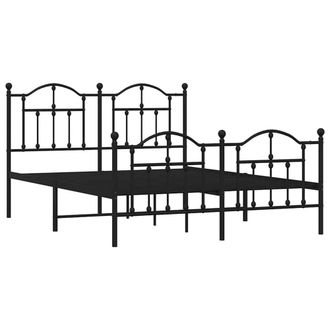 Berkfield Home Metal Bed Frame with Headboard & Footboard Black 135x190 cm Double