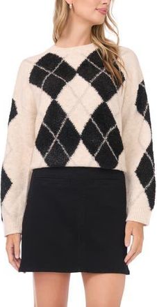 Vince Camuto Argyle Metallic Crewneck Sweater in Light Oat Heather at Nordstrom Rack, Size Xx-Large