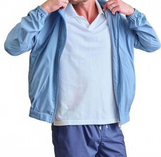 Fedeli Airstop Hoodied Bomber Windbreaker In Light Steel Blue