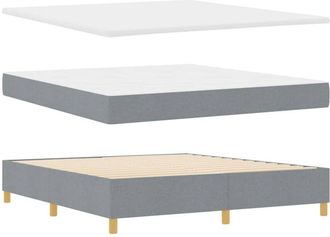 vidaXL Vidaxl Cama Con Box Spring Y Banco Gris Claro 180x200 Cm Tela