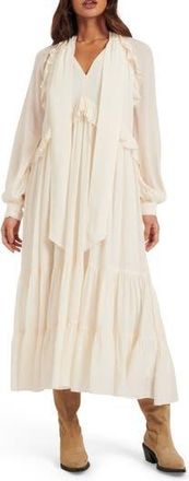 Nobody's Child Bohana Long Sleeve Ruffle Midi Dress in Cream at Nordstrom Rack, Size 2