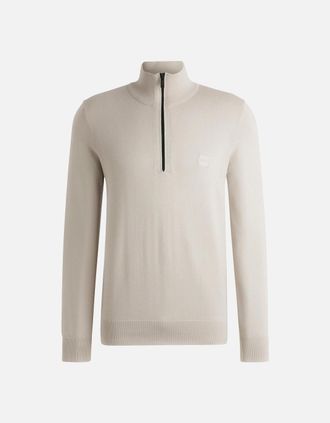 HUGO BOSS Mens Boss Kanobix S Quarter Zip Knitted Sweater - Grey - Size: 44