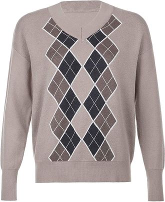 Generic Winter New Cross-Border Light Brown Knitted Jumper with V-Collar Jacket Jumper Women, brown, M