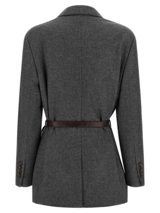 Brunello Cucinelli Womens Gray Virgin Wool Blazer Clothing